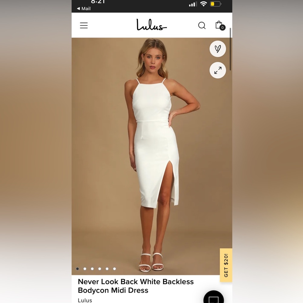 NWT lulus never look back white backless dress size XS